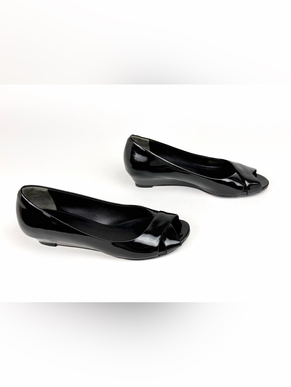 Cole Haan Nike Air Elly Black Patent Peep Toe Wedge Heel, EUC. - Picture 4 of 10